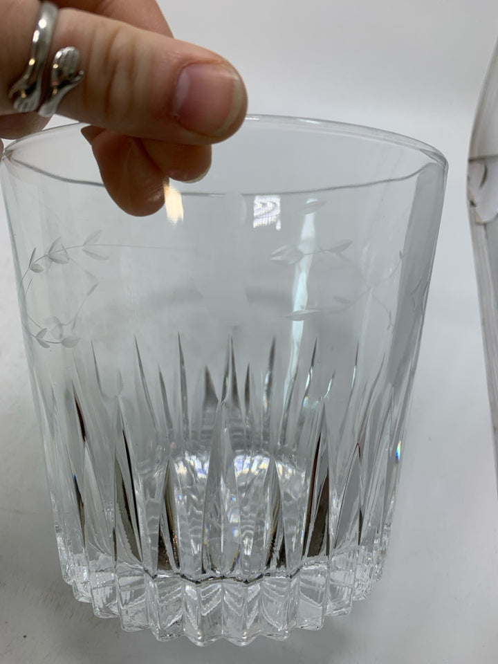 HEAVY CRYSTAL PRINCESS HOUSE W/ ETCHED FLOWERS ICE BUCKET.