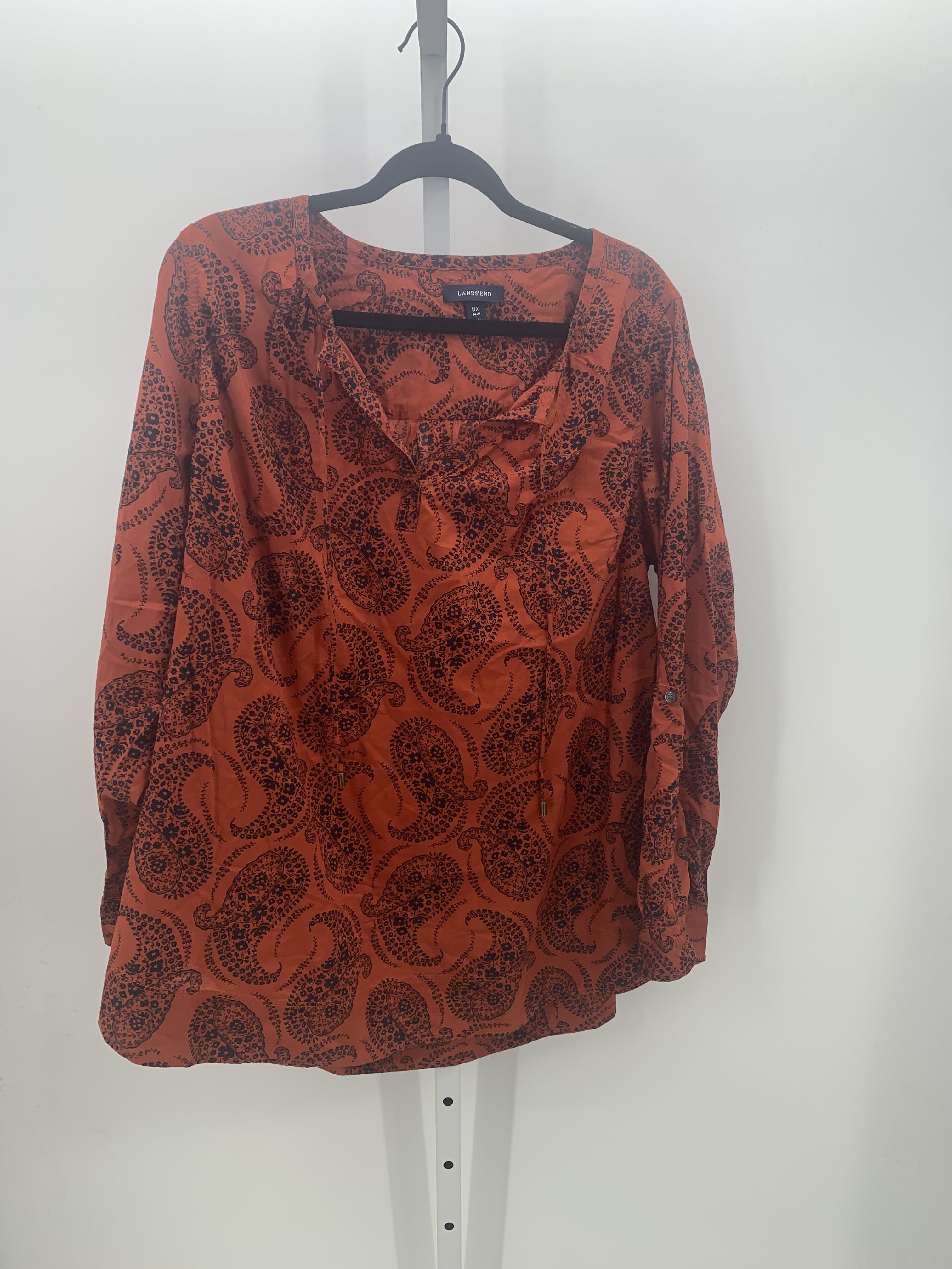 Lands End Size 0X Womens Long Sleeve Shirt