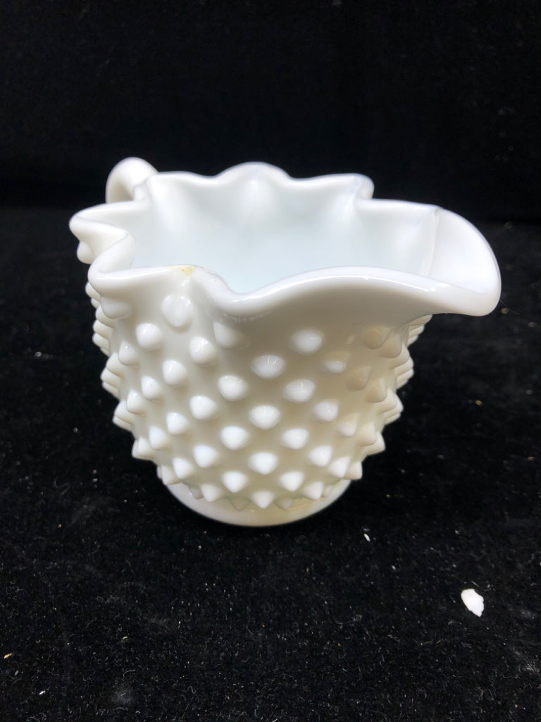 MILK GLASS STAR EDGE CREAMER.