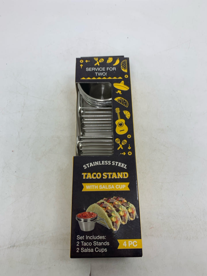 NIB SVC 2 TACO STAND W/ SALSA CUPS.