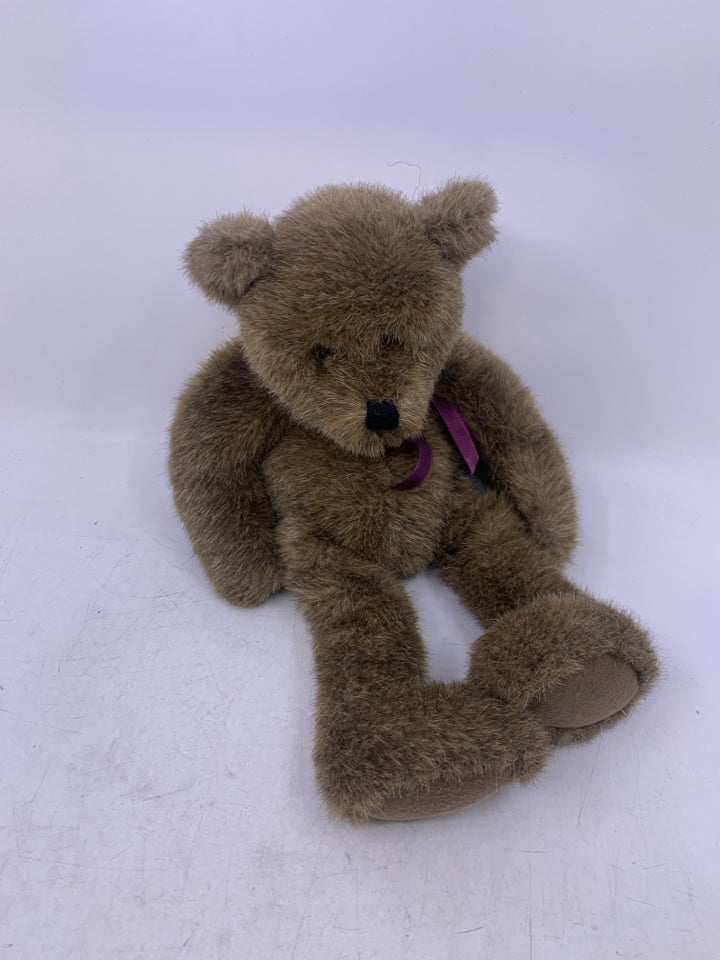 DARK BROWN BEAR W/ THIN PURPLE BOW BOYDS BEAR.