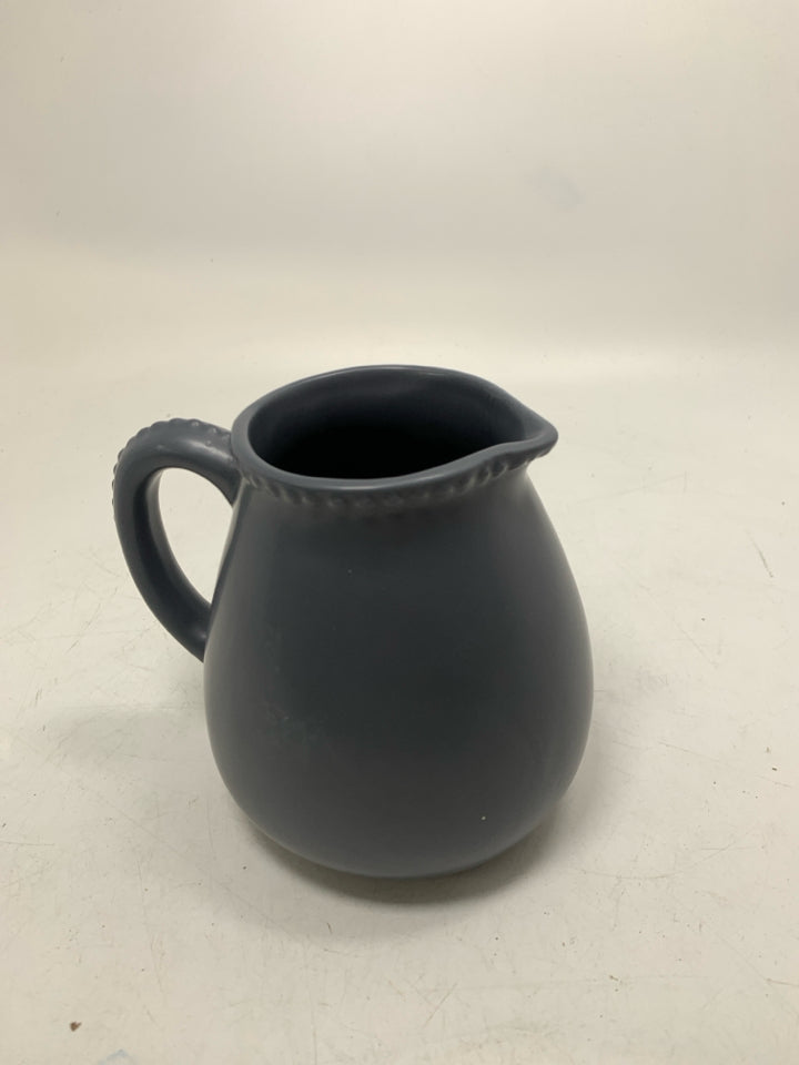 SHOULD DARK BLUE/GREY PITCHER W/ BEADED EDGE.