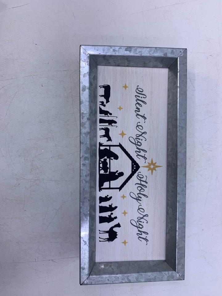 GALVANIZED FRAME SILENT NIGHT HOLY NIGHT WALL HANGING.