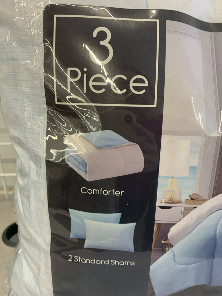 NIP 3PC QUEEN COMFORTER SET BABY BLUE - COMFORTER AND 2 SHAMS