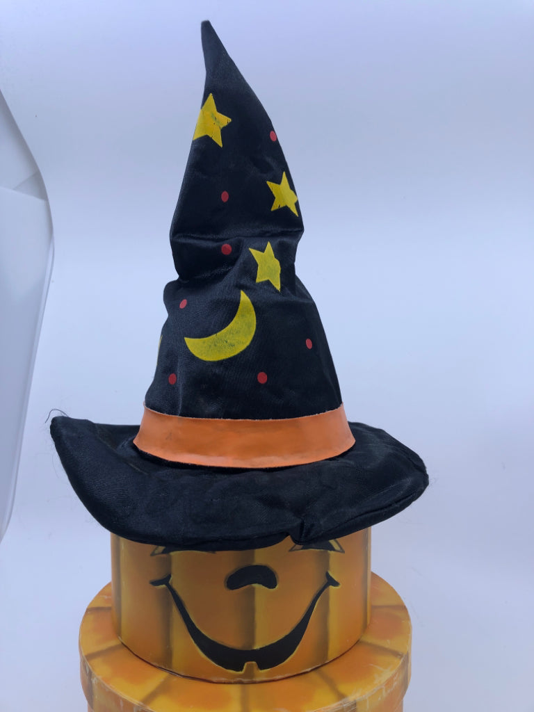 STACKING JACK O LANTERN BOXES W/WITCH HAT.