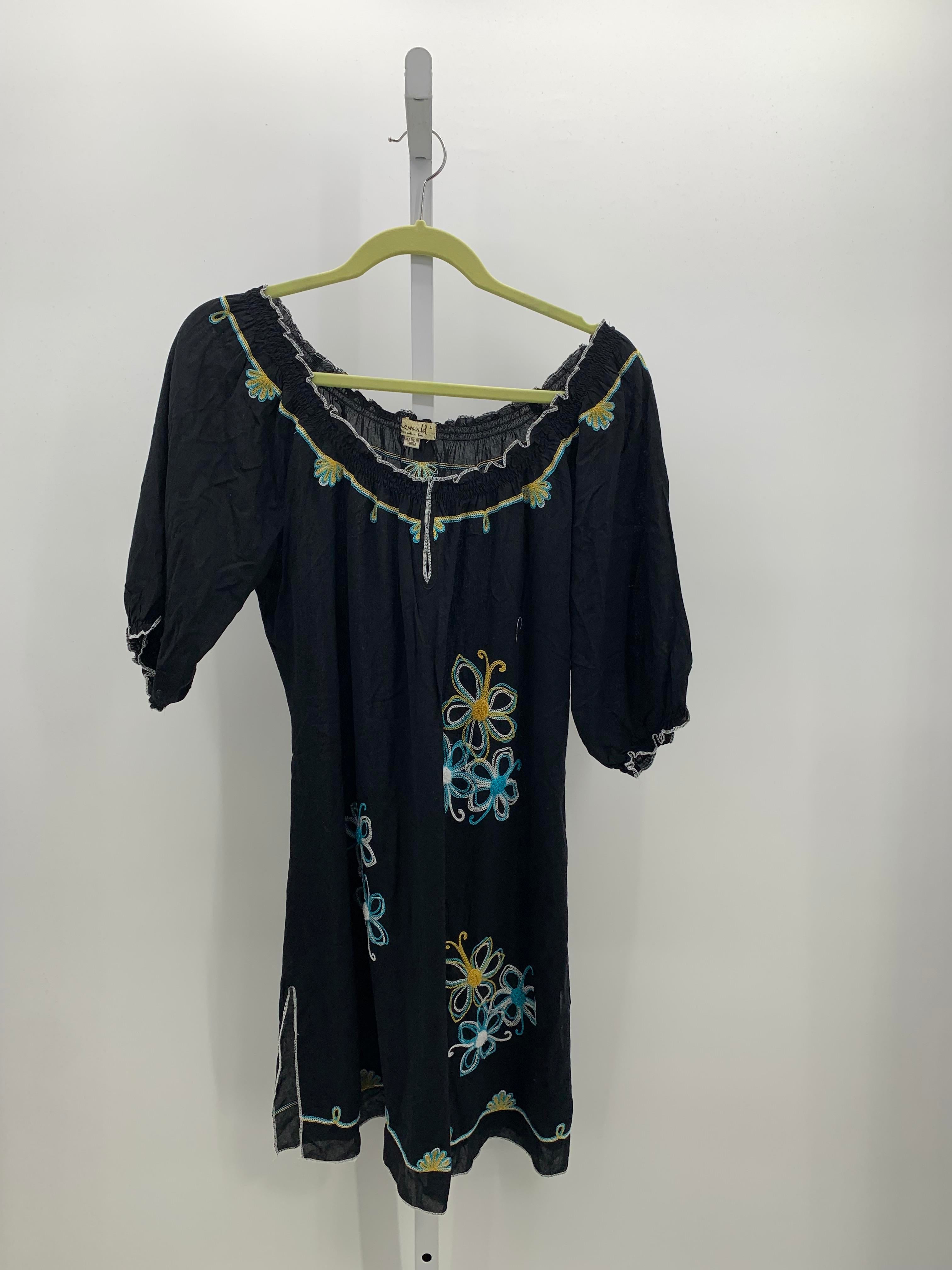 One World Size Large Misses Short Sleeve Dress