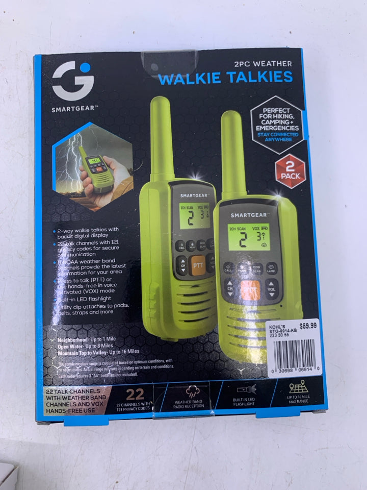 NIB 2 PC WEATHER WALKIE TALKIES SMARTGEAR.