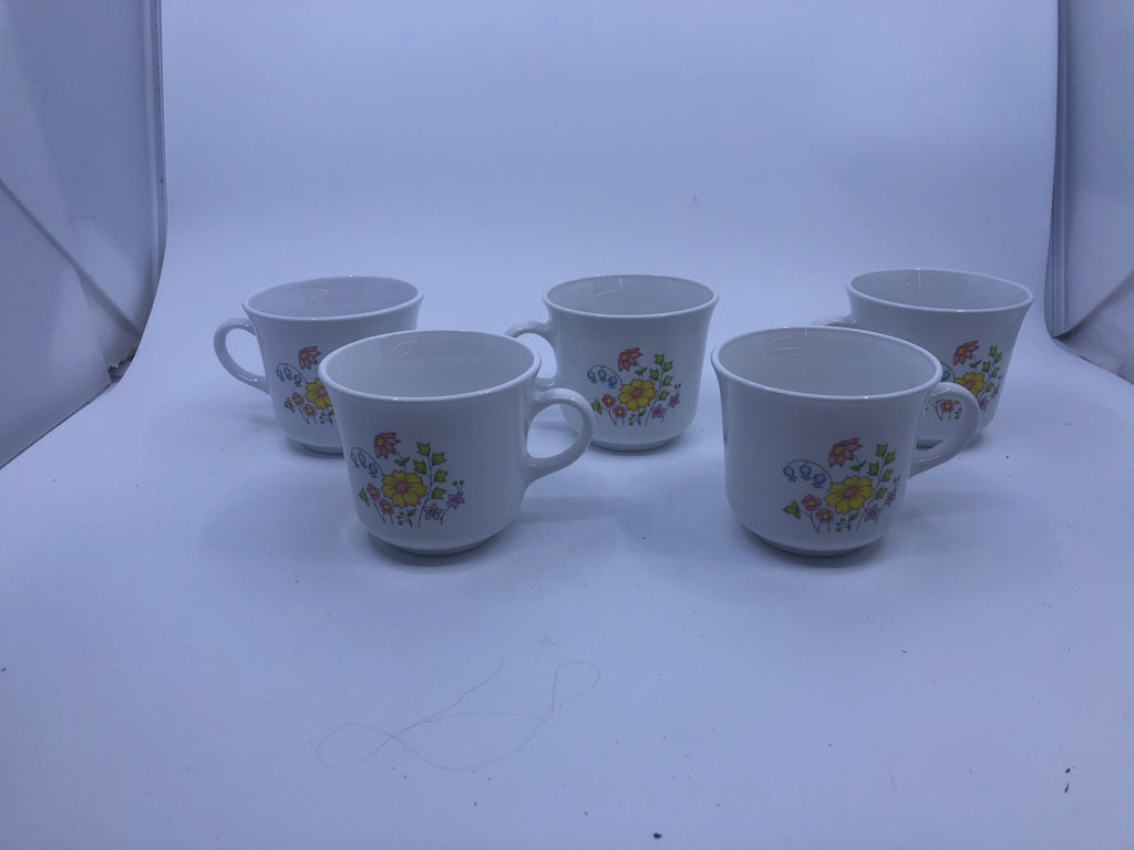 5 CORELLE MUGS W FLORAL.