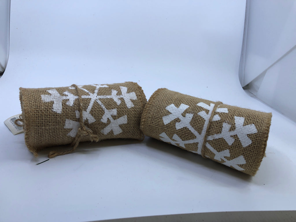 2 NIP BURLAP SNOWFLAKE RIBBON