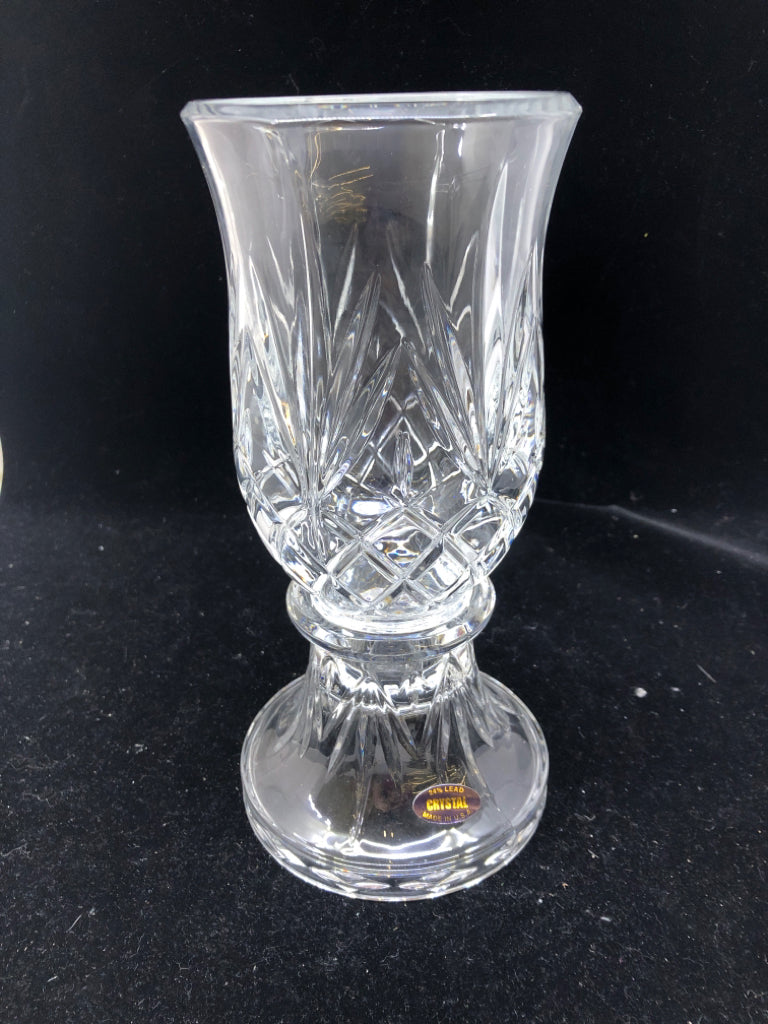 2PC VTG CUT GLASS CRYSTAL TAPER CANDLE HOLDER.