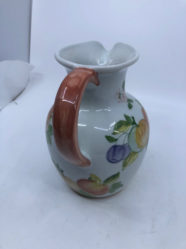 FRUIT PAINTED WHITE PITCHER - ANDREA BY SADEK.