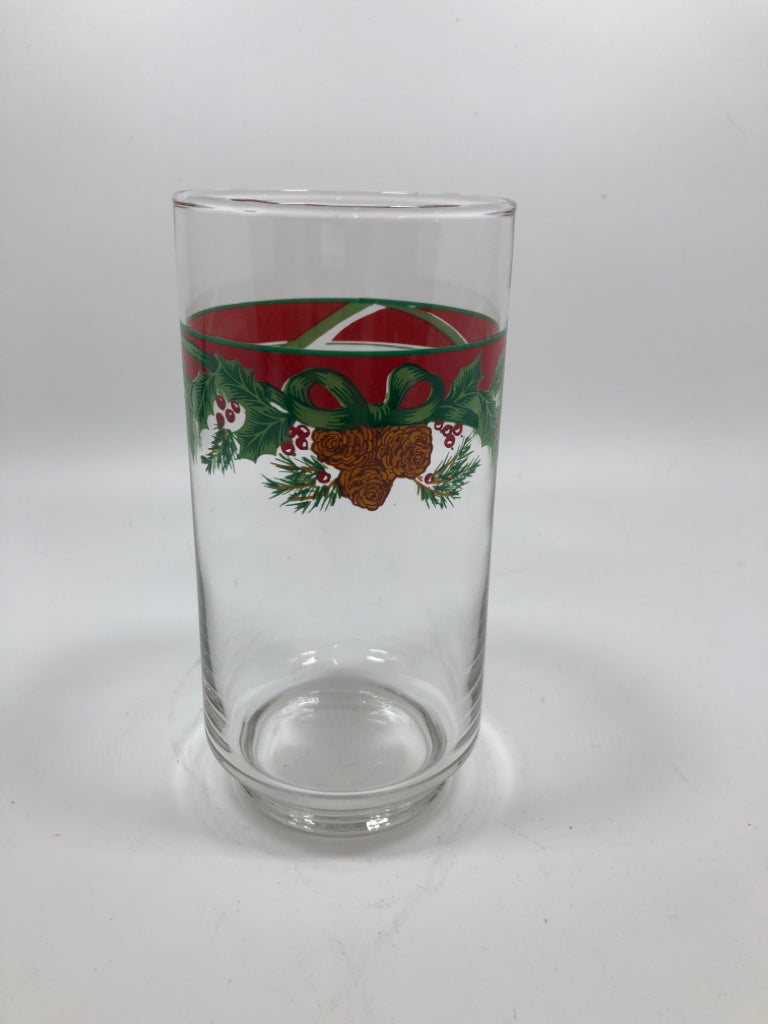10PC RIBBON, PINECONE, HOLLY TUMBLER SET.