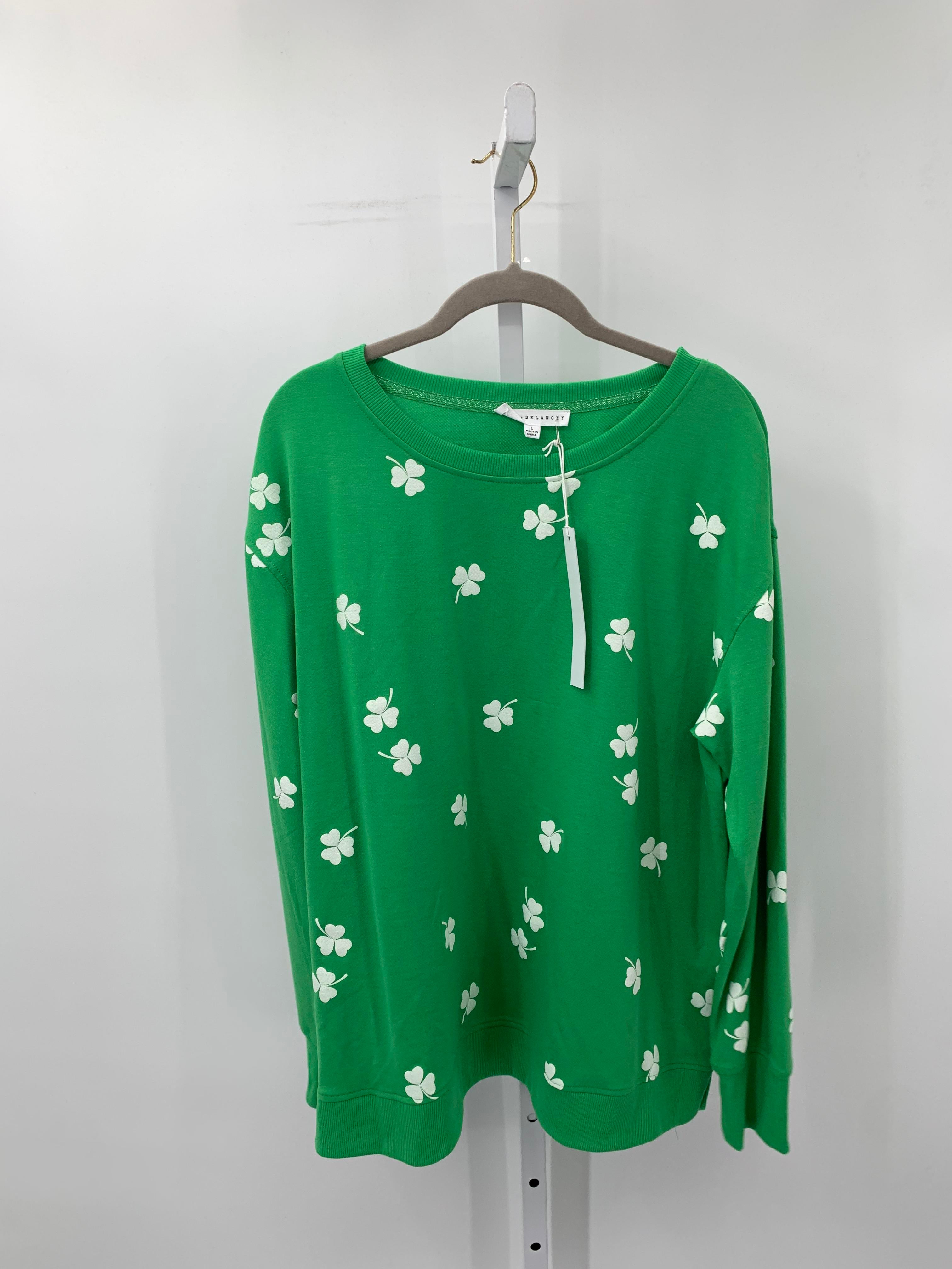 NEW LONG SLV SHIRT WHITE SHAMROCKS.