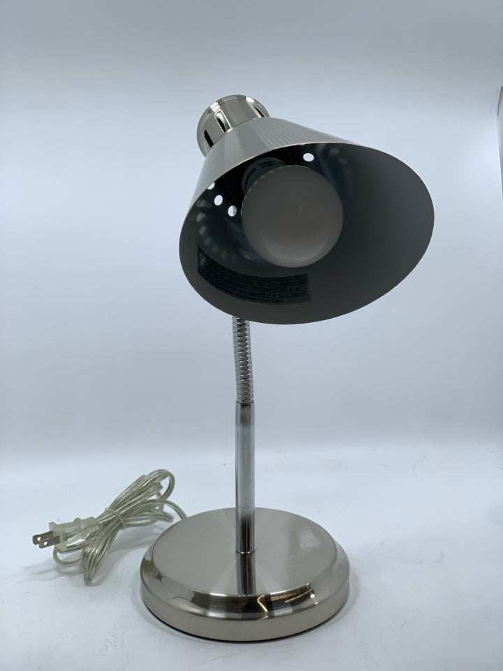 SILVER ADJUSTABLE DESK LAMP.