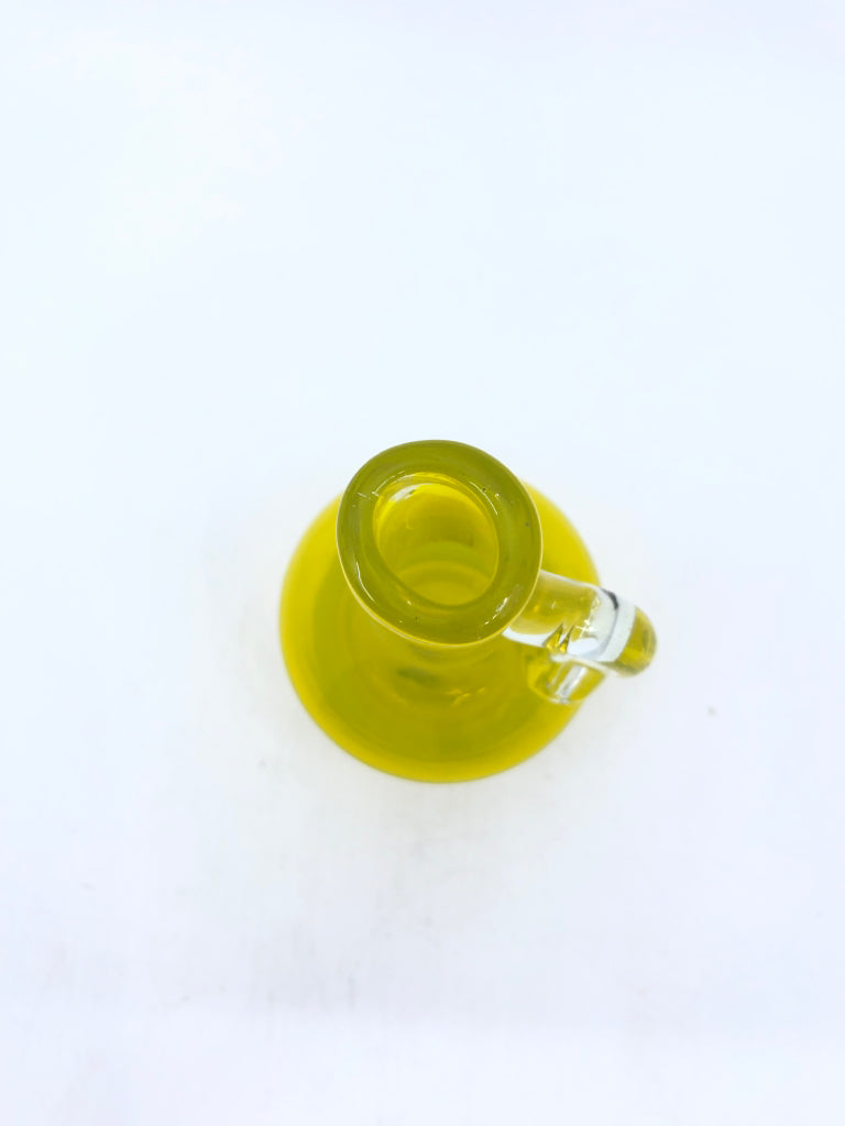 SMALL YELLOW GLASS PITCHER.