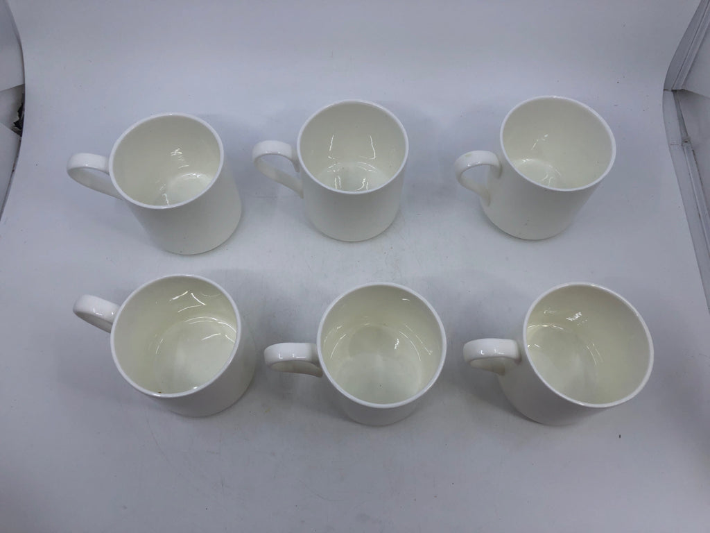 6 WHITE FORTESSA STACKING MUGS.