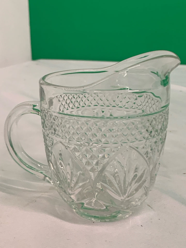 VTG PRESSED GLASS CREAMER.