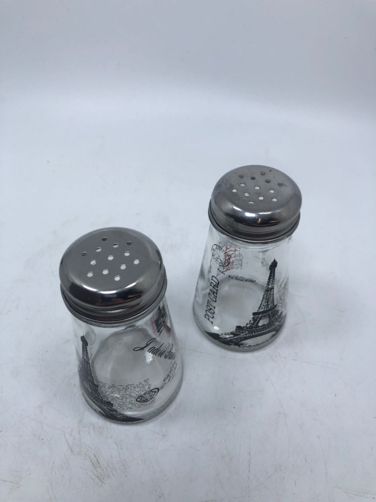 PARIS THEMED GLASS S&P SHAKERS.