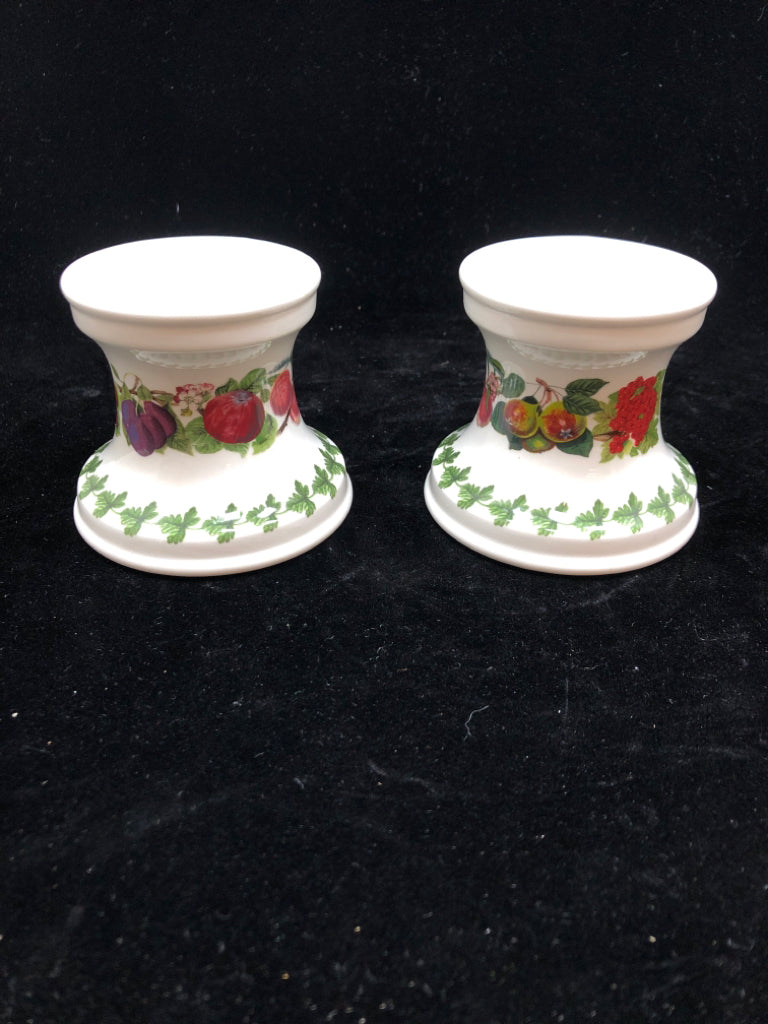 2 POMONA CANDLESTICK HOLDERS.