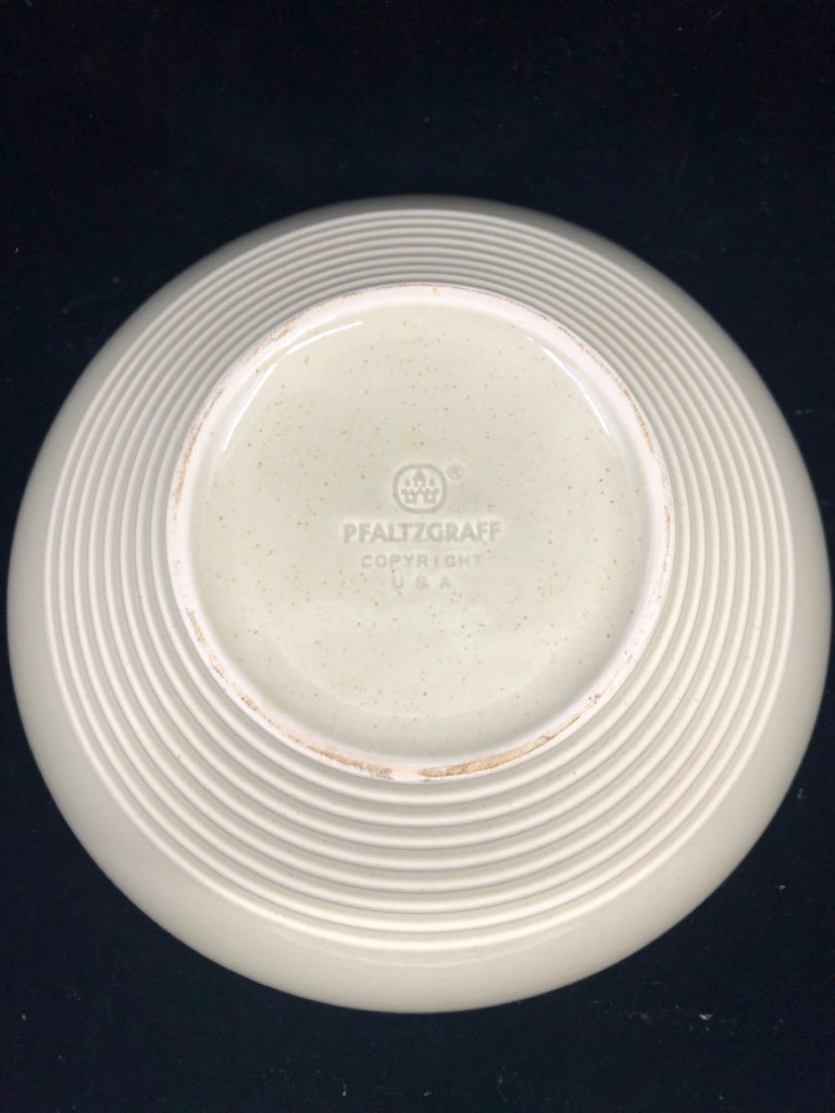 CREAM RIBBED PFALTZGRAFF SERVING BOWL.