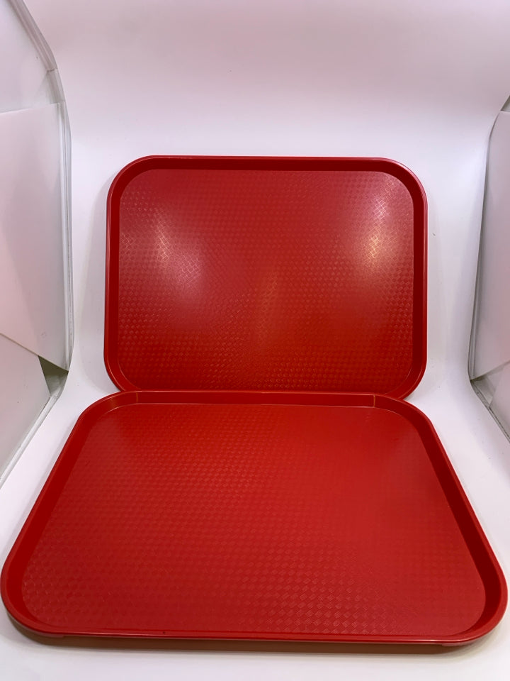 2PC RED FOOD TRAYS.