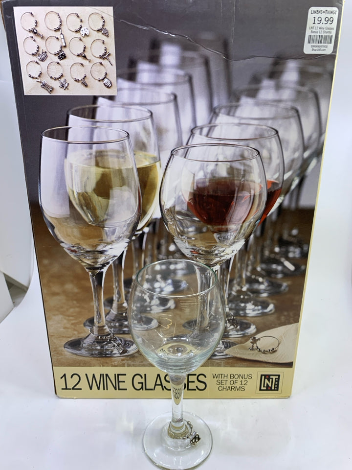 NIB 12 WINE GLASSES LINEN N THINGS.