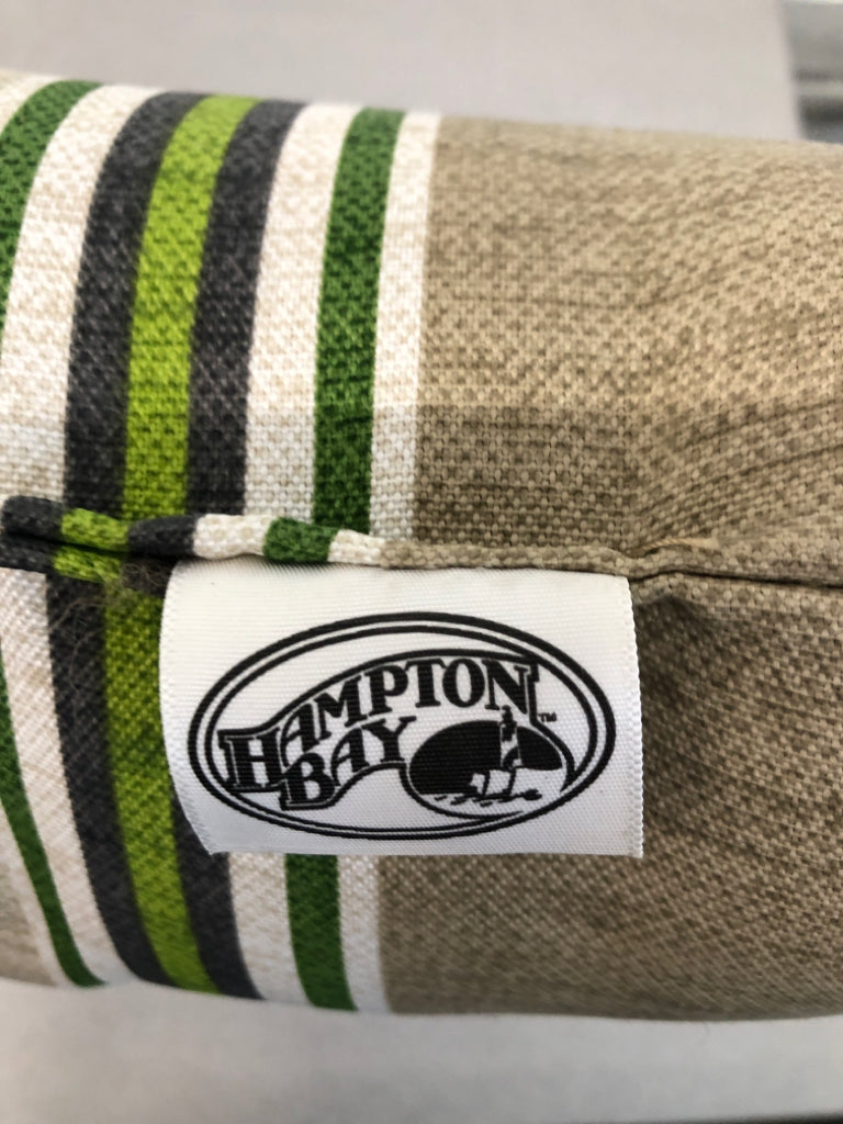 GREEN/BROWN STRIPE PILLOW.