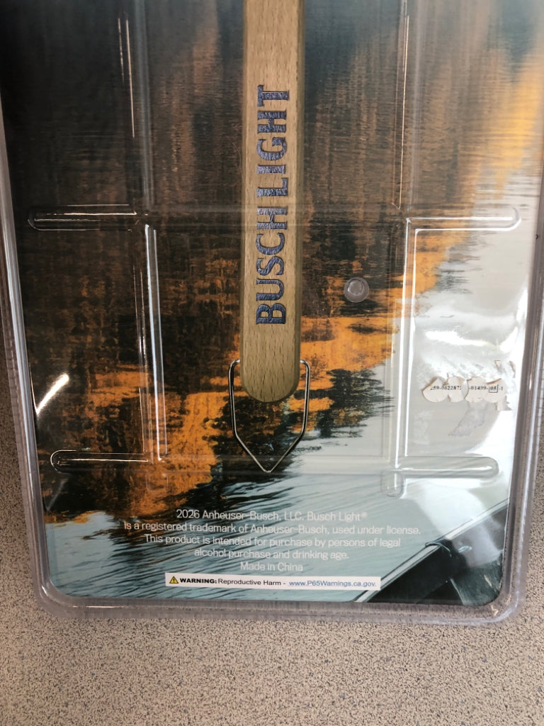 NIB BUSCH LIGHT FISHING REEL NOVELTY SPATULA STAINLASS STEEL.