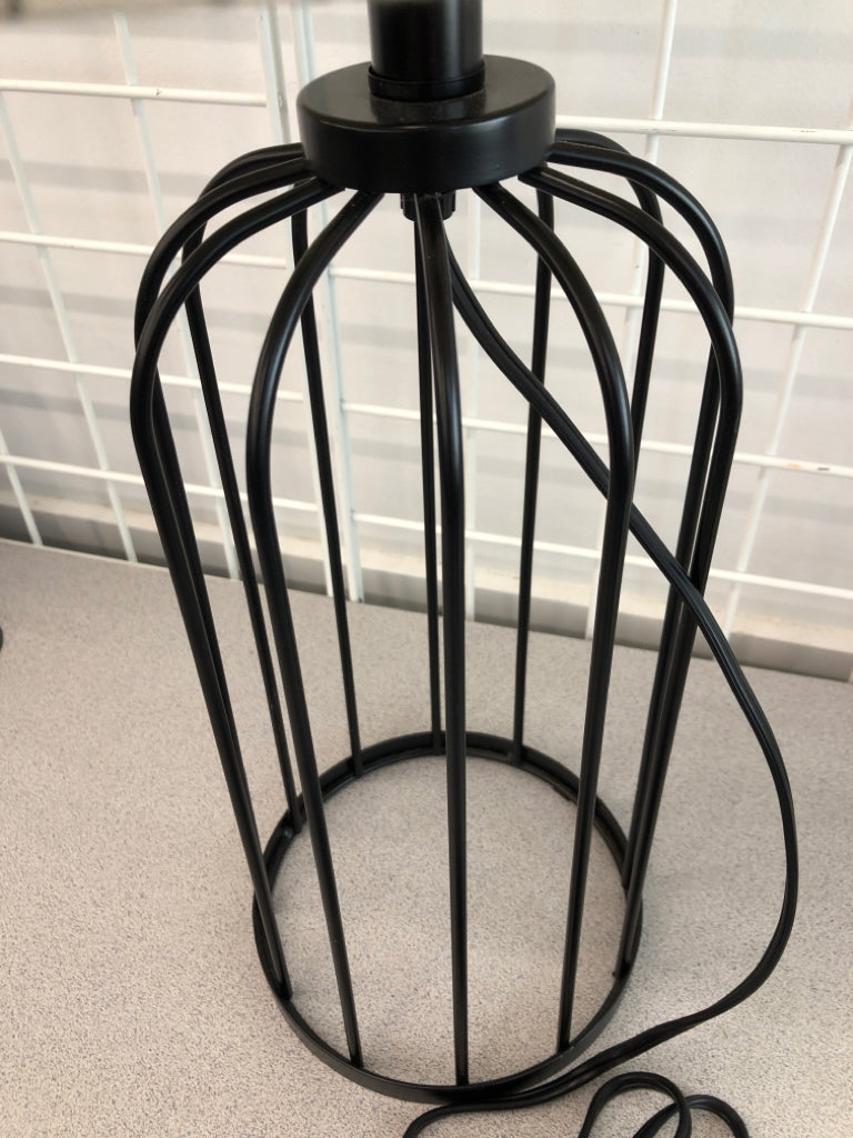 INDUSTRIAL LAMP W/SCRIPT SHADE.