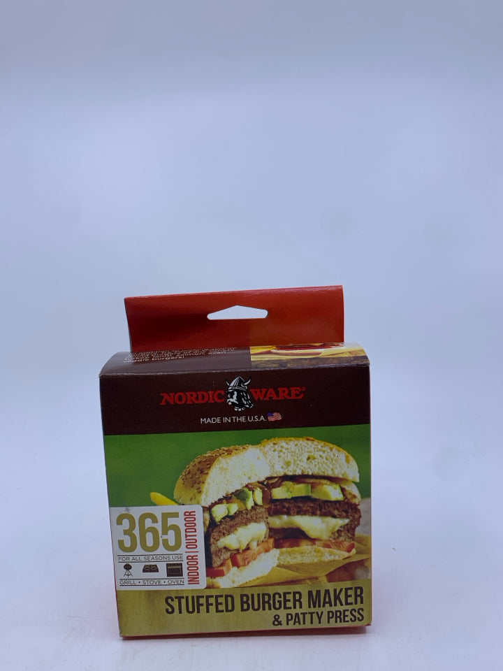 NIB NORDIC WARE STUFFED BURGER MAKER.