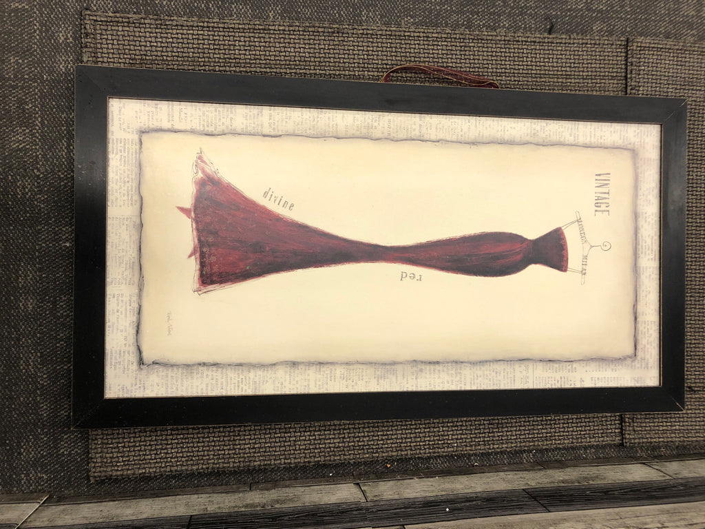 LARGE RED DRESS WALL ART.