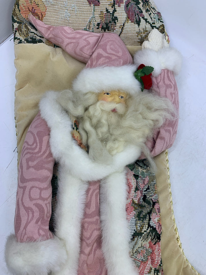 CREAM W/ PINK BEARDED SANTA.