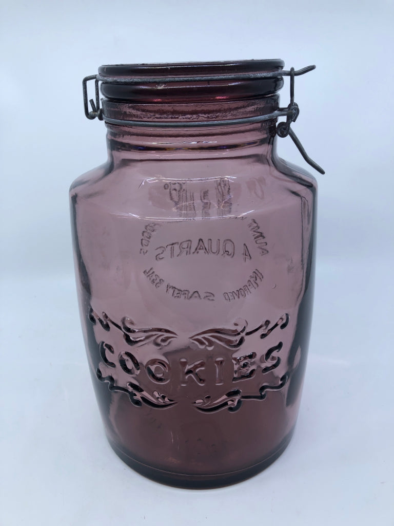 AUNT MARY'S PURPLE GLASS CANISTER.