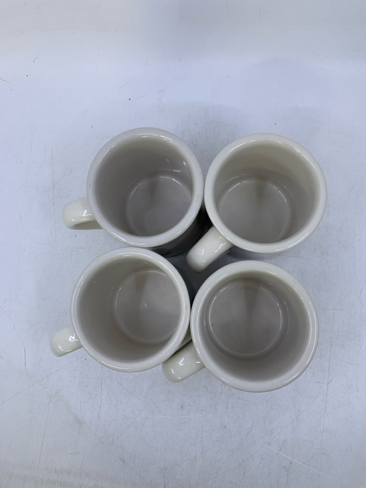 4 WHITE HEAVY MUGS.