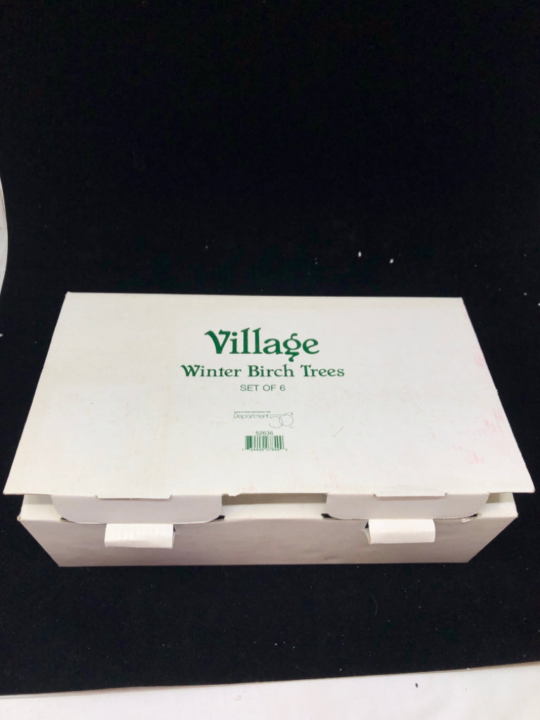 DEPT 56 6 WINTER BIRCH TREES VILLAGE ACCESSORIES.