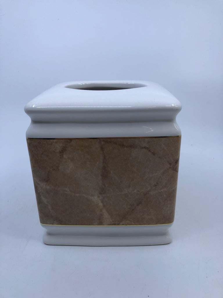 FAUX MARBLE CERAMIC TISSUE BOX COVER.