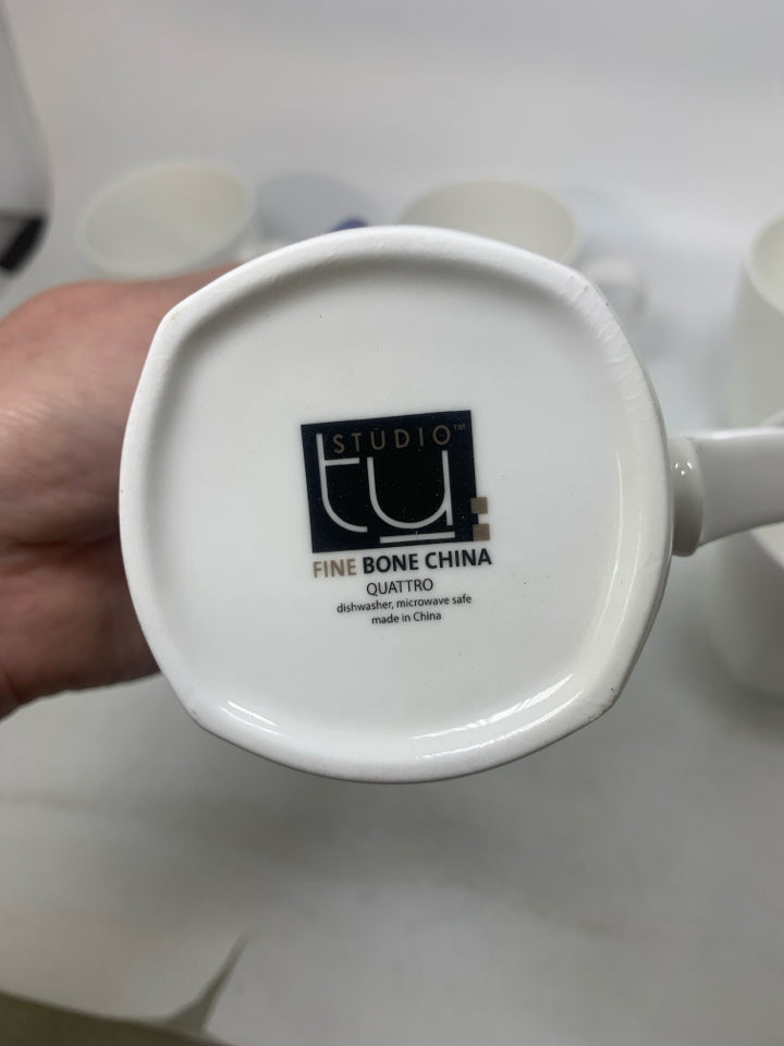 6 STUDIO TU QUATTRO FINE BONE CHINA MUGS.