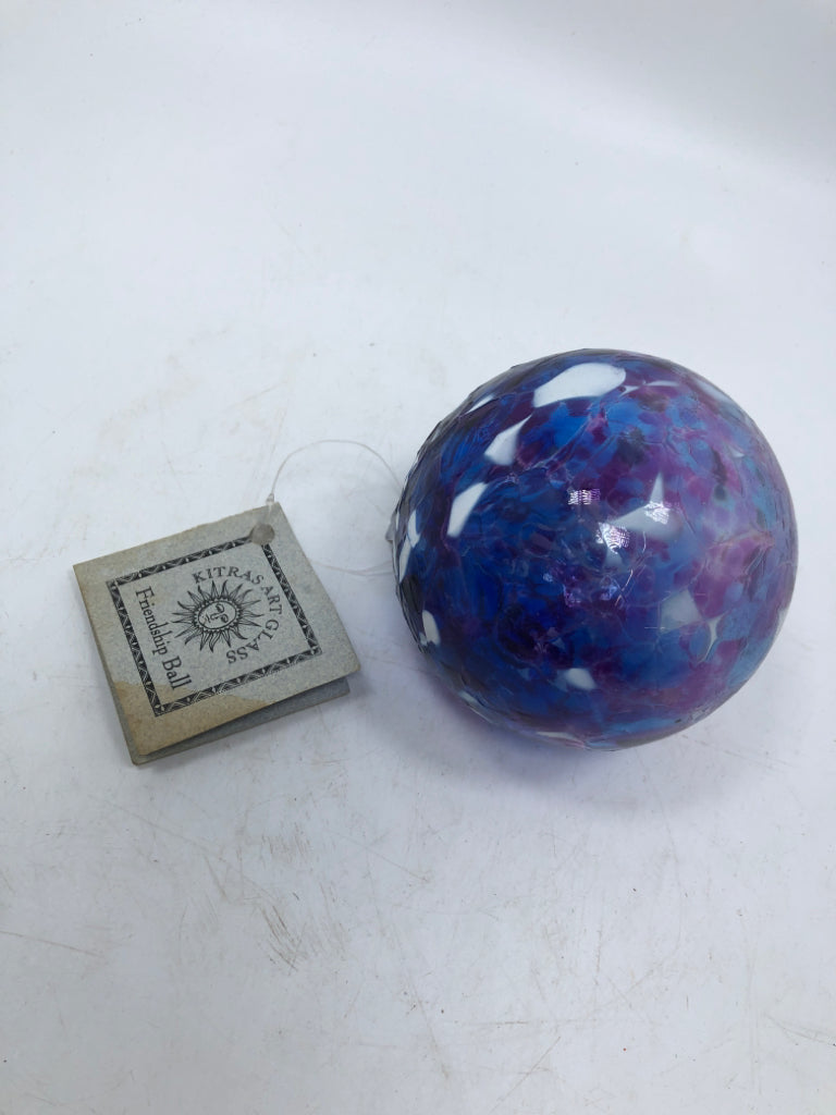 BLUE KITRAS ART GLASS FRIENDSHIP BALL.