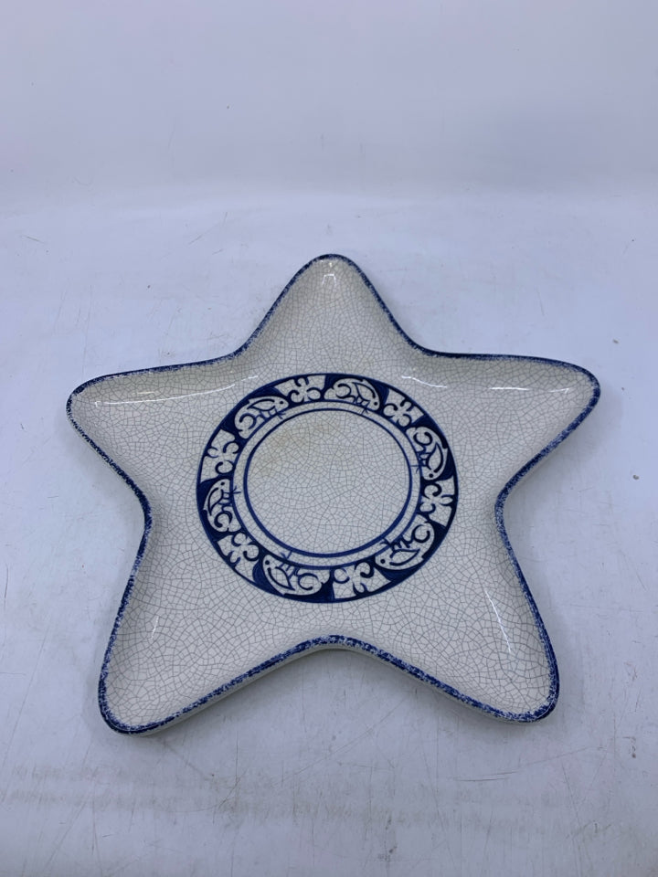STAR SHAPED CRACKLE SERVING PLATTER.
