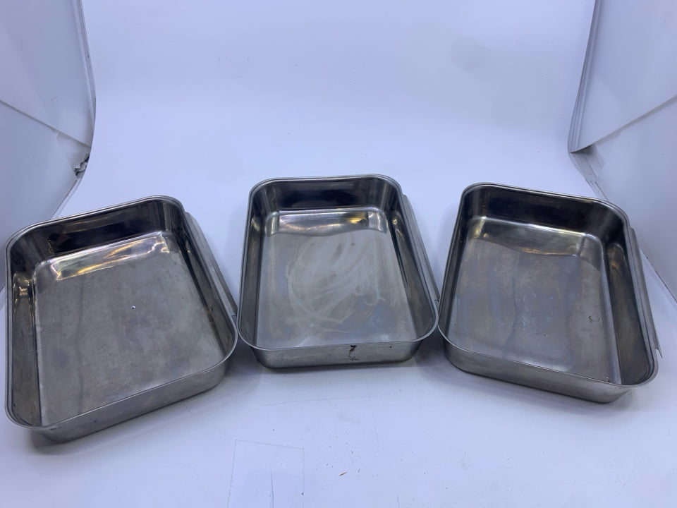 3 PC METAL BREADING TRAYS.