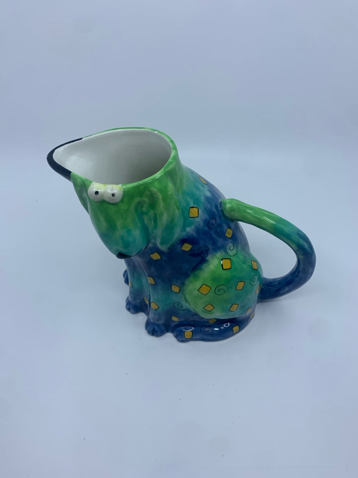 COLORFUL ABSTRACT FLOPPY DOG PITCHER.