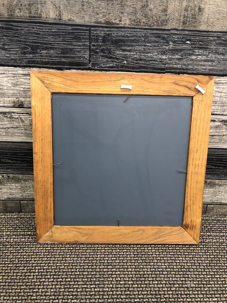 VTG WOOD FLORAL PAINTED SQUARE MIRROR.