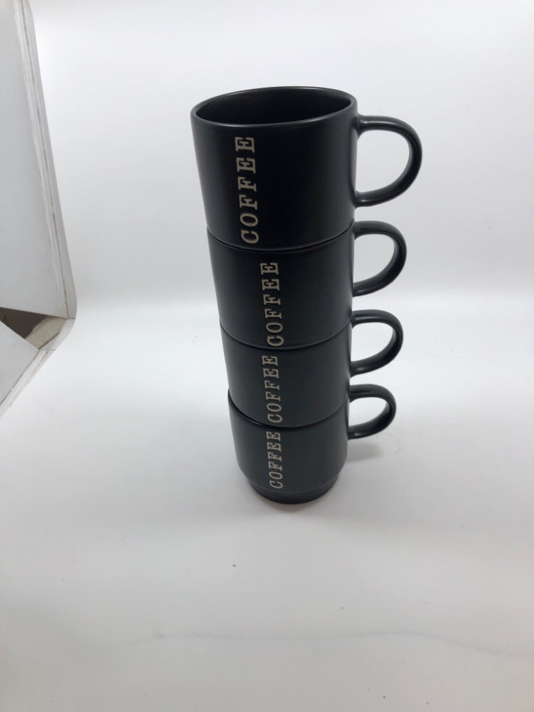 4 STACKABLE COFFEE MUGS.