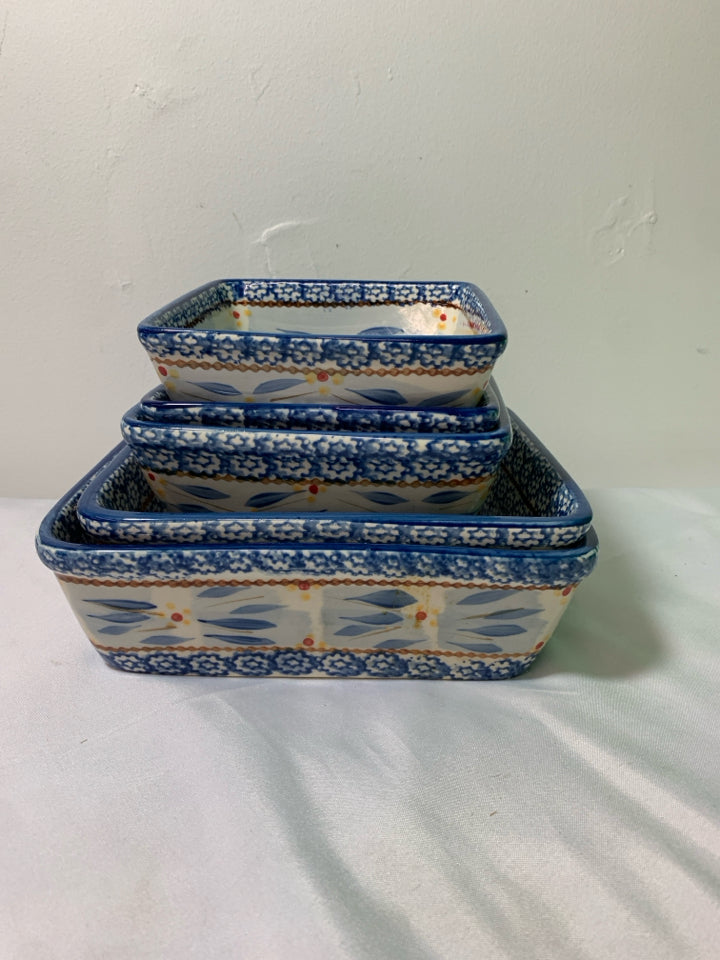 5PC BLUE TEMPTATIONS SQUARE SERVING SET.