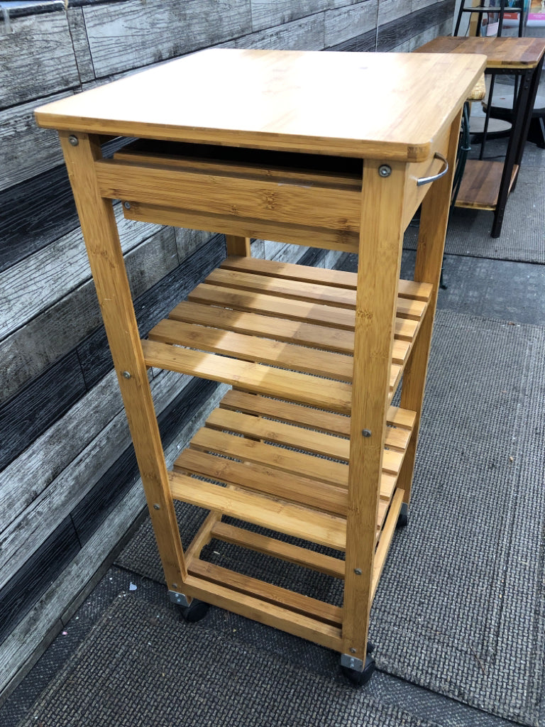ROLLING WOODEN STORAGE CABINET.