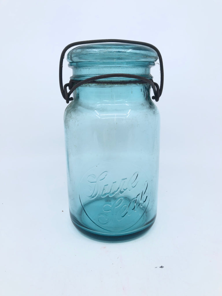 VTG LARGE BLUE MASON JAR- SURE SEAL.