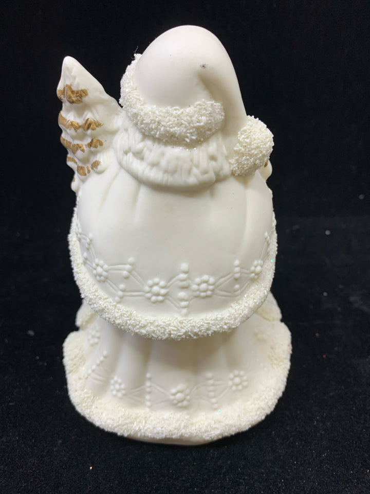 CERAMIC CREAM AND GOLD STANDING SANTA.