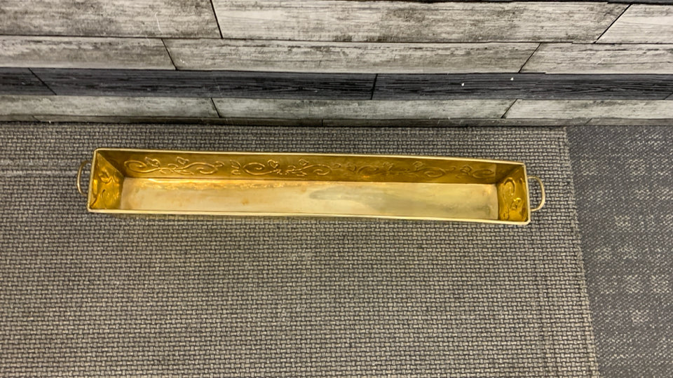 LONG GOLDEN METAL PLANTER.