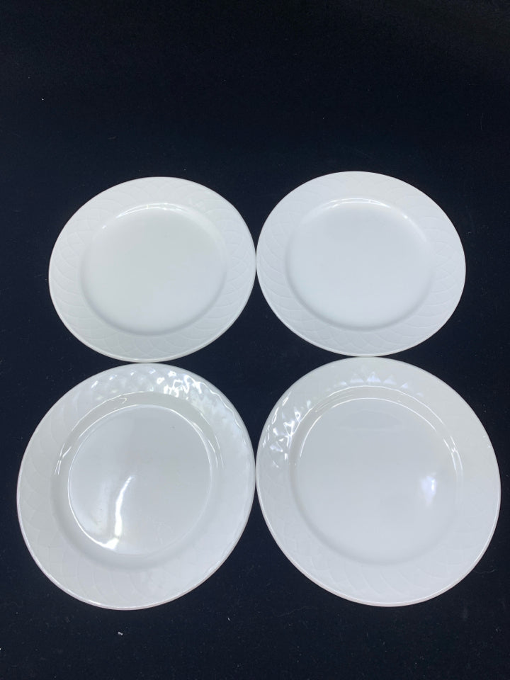 4 SMALL WHITE APPETIZER PLATES.