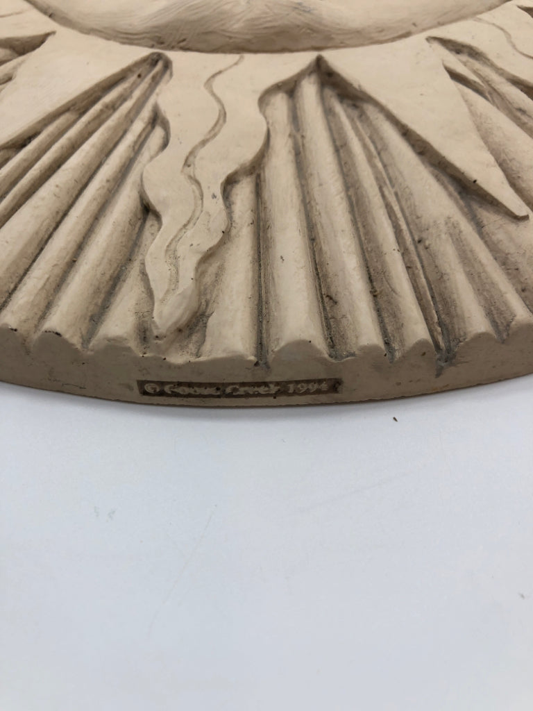 PLASTER SUN WALL PLAQUE.